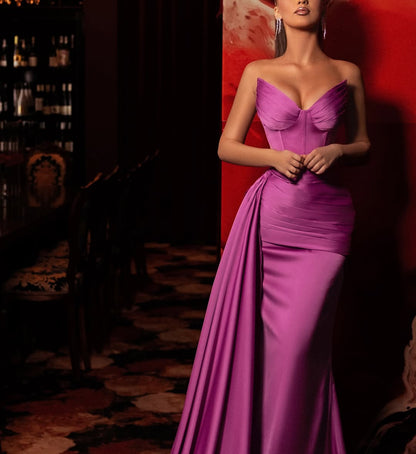 Sleeveless Strapless V Neck Mermaid Prom Dress With Tail