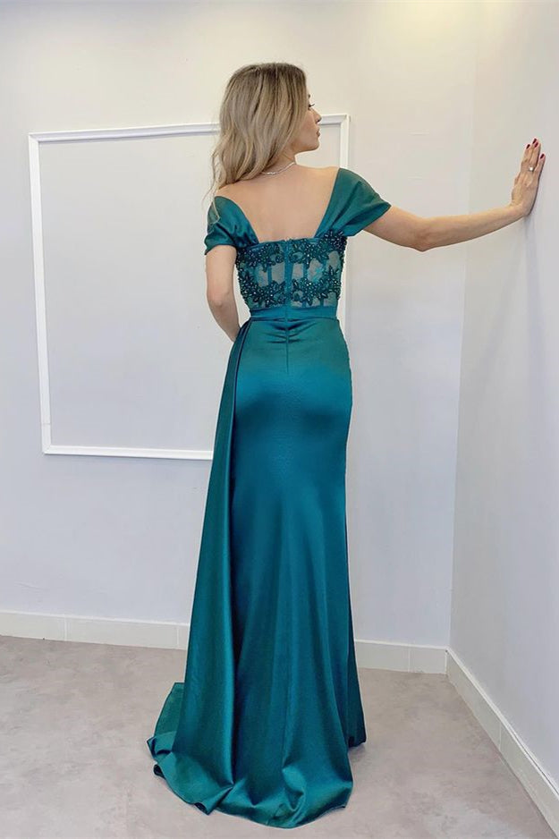 Royal Blue Off-the-Shoulder Evening Dress With Appliques