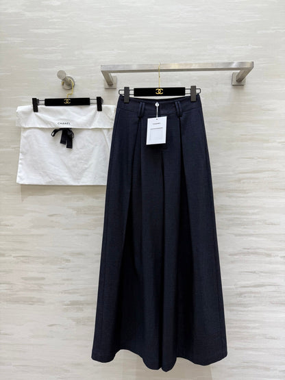 CC Straight-Leg Wide-Leg Trousers Black Cotton 346625