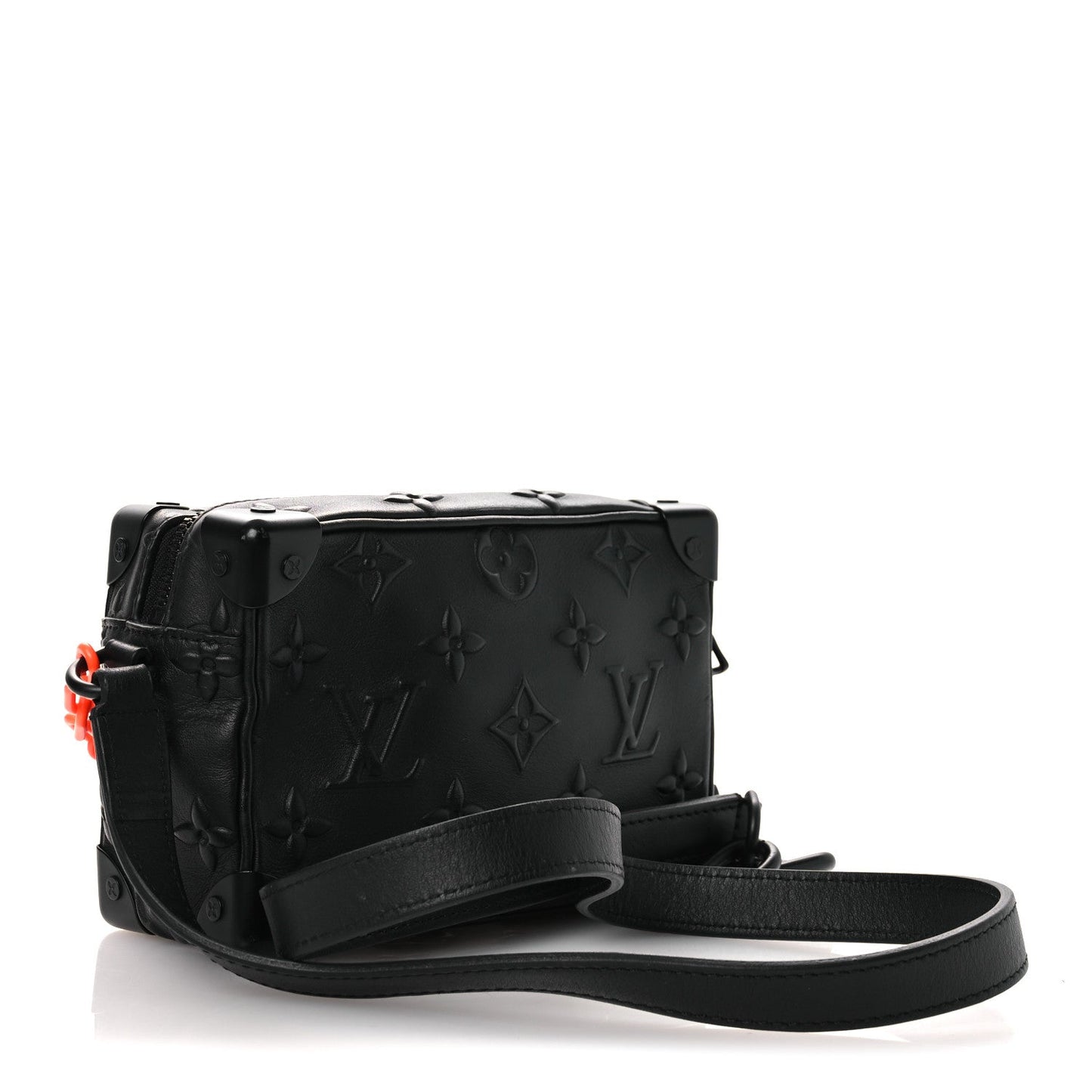 Calfskin Debossed Monogram Solar Ray Mini Soft Trunk Black