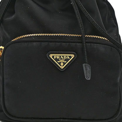 Saffiano Tessuto Nylon Mini Bucket Crossbody Bag Black