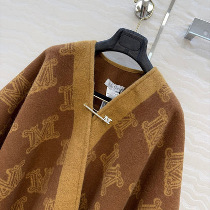 MAX MARA 25S FRINGED KNIT CAPE 165