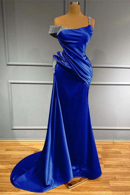 Long Off-the-Shoulder Mermaid Ruffles Evening Dress With Beads