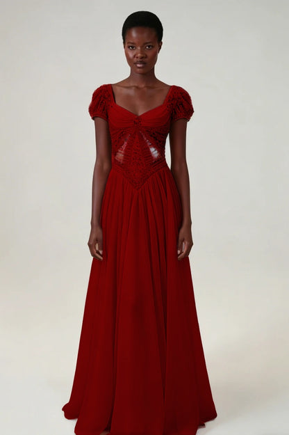 Stunning Blushing Pink Chiffon Sleeveless Long Evening Dress With Sequins