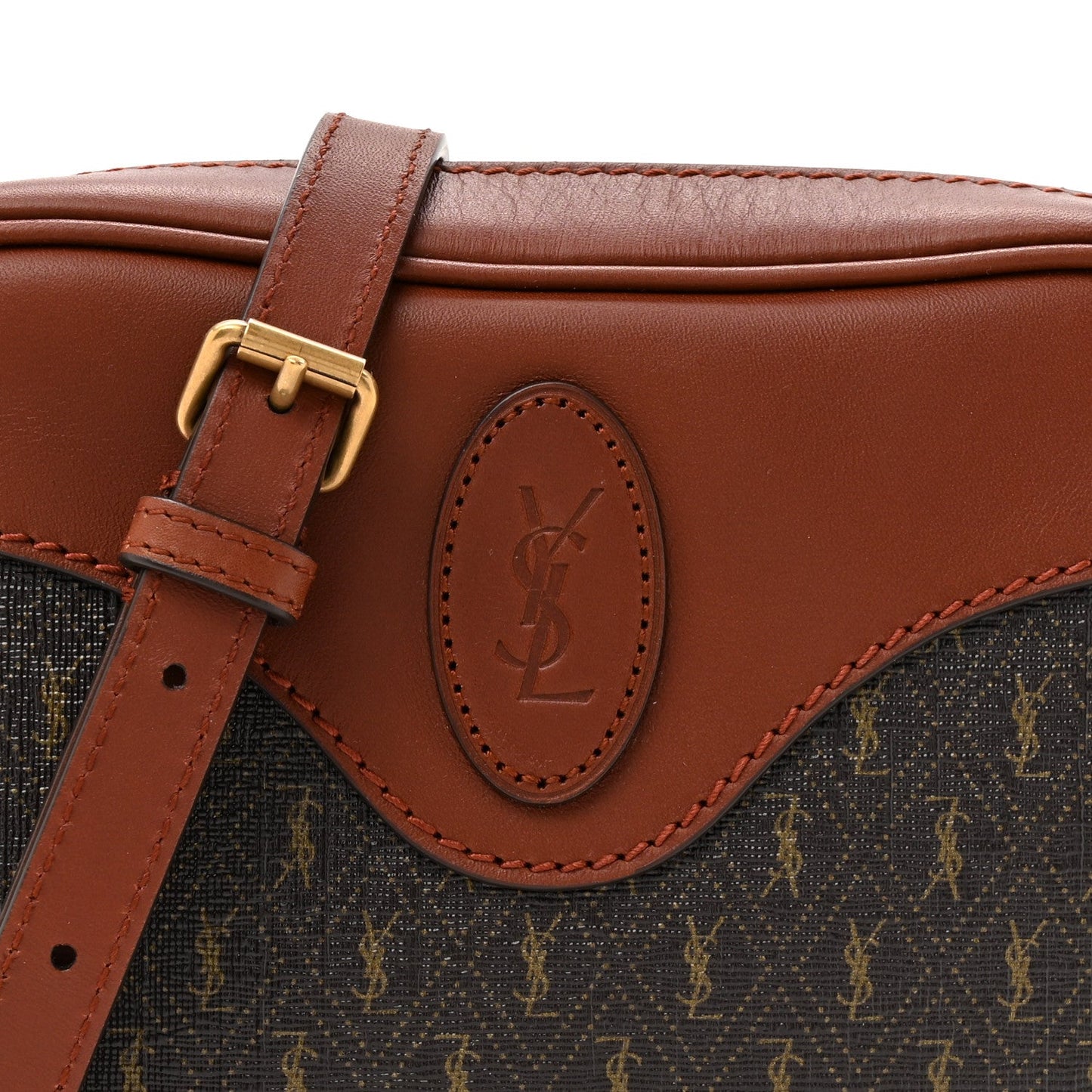 Canvas Smooth Calfskin Le Monogramme Coeur Crossbody Chestnut