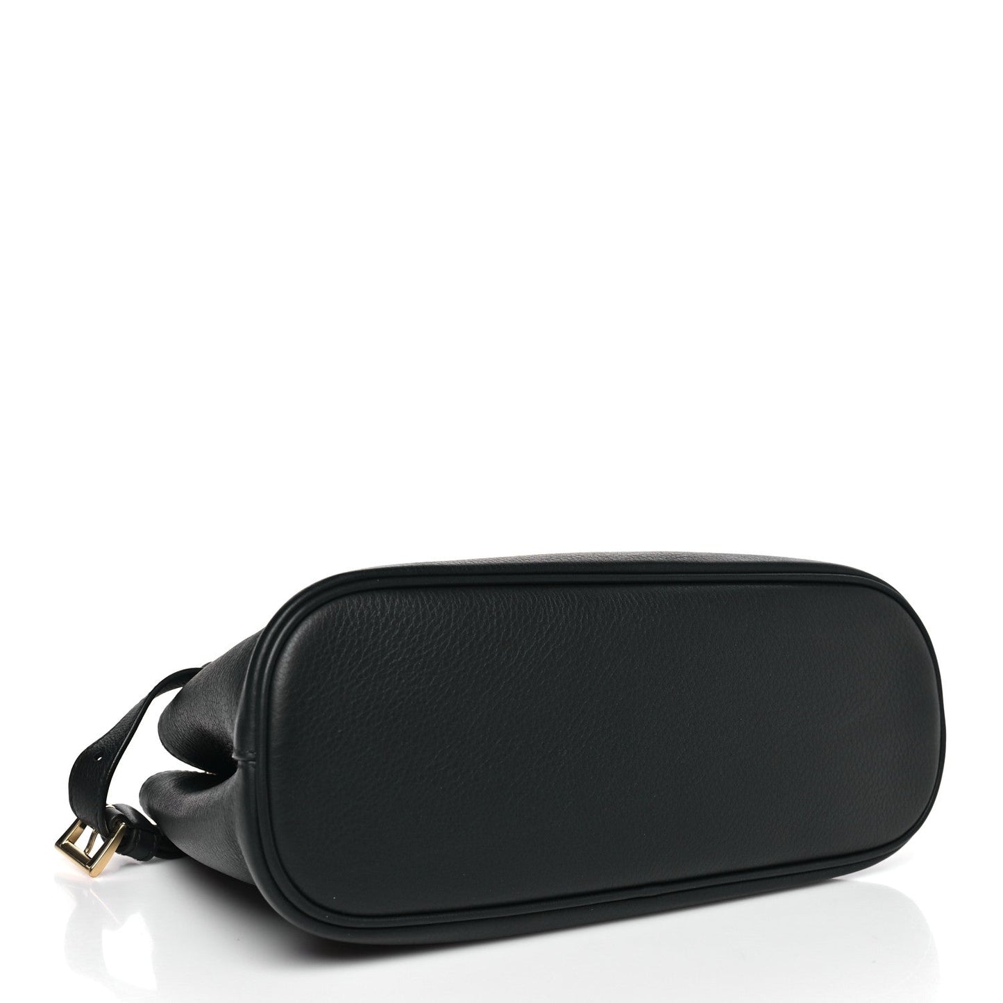 Soft Grain Calfskin Small Double Belt Tote Black