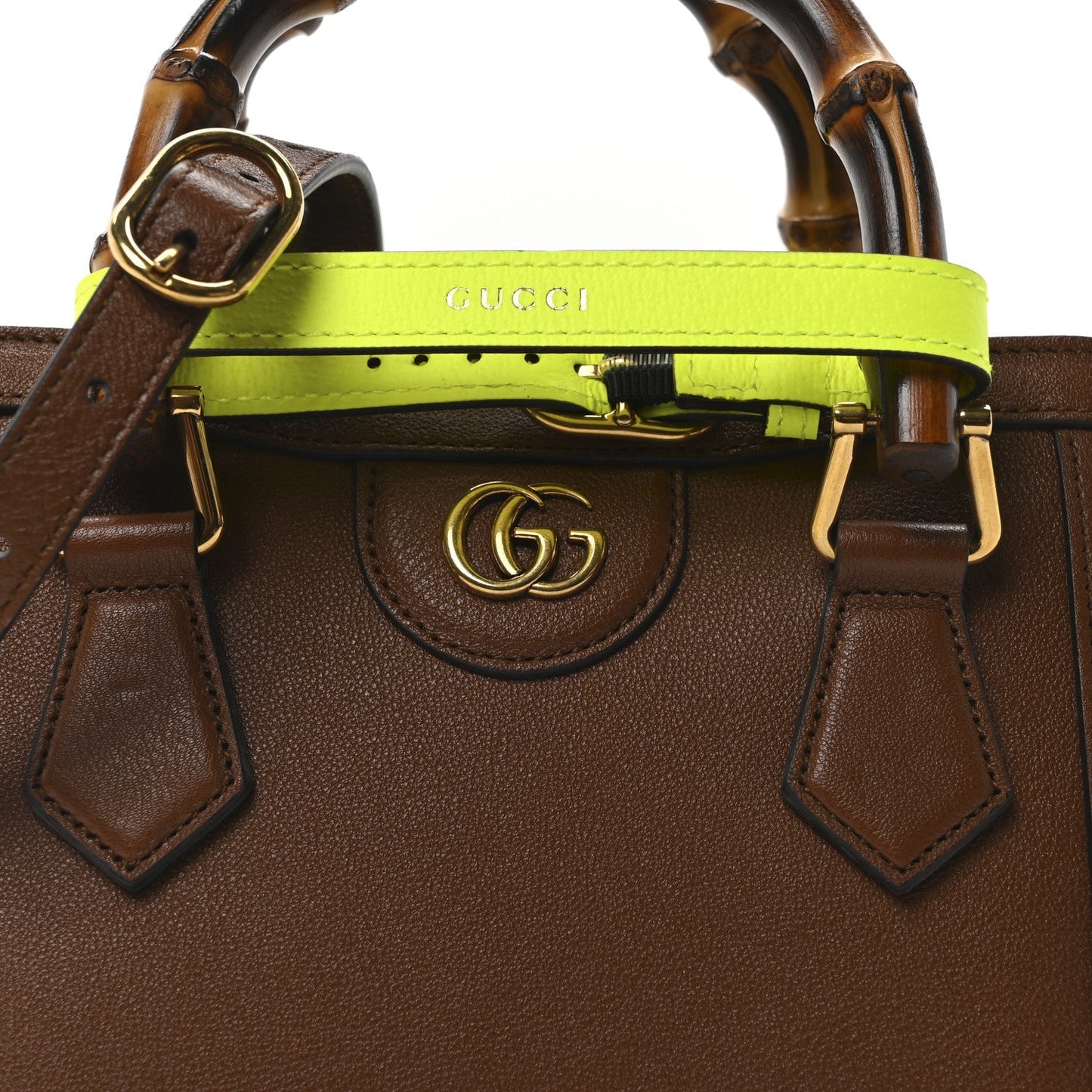 Wonka Grain Calfskin Mini Diana Tote Bag Cuir Yellow Fluo