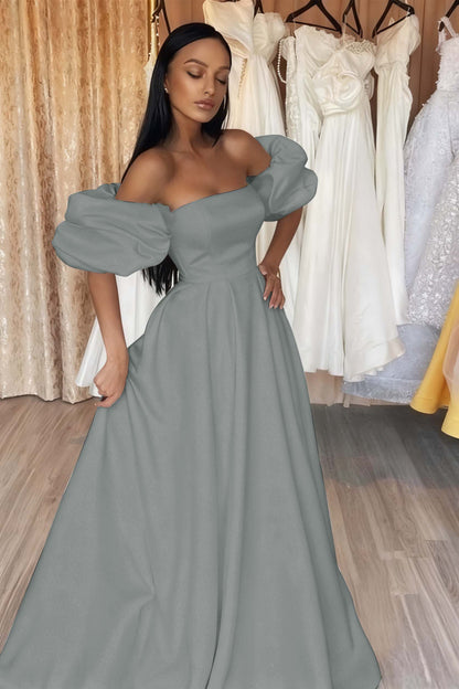 Black Off-The-Shoulder Prom Dress A Line