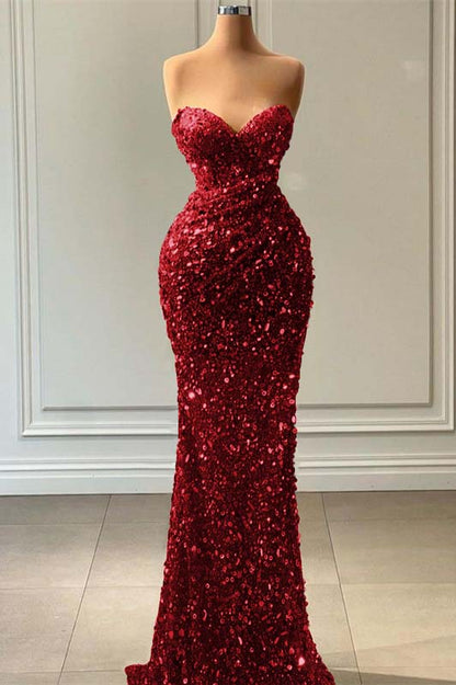 Blue Mermaid Sequins Prom Dress Sweetheart For Party