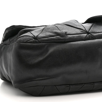 Lambskin Quilted Soft Squares Origami Flap Black
