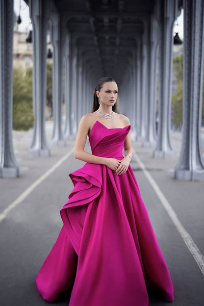Elegant Sleeveless Square A Line Long Prom Dress With Pleated