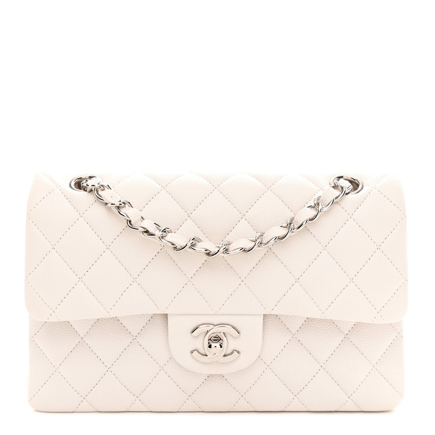 Caviar Quilted Small Double Flap White