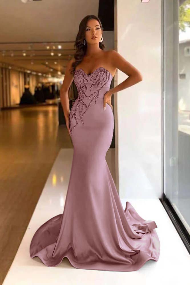Pretty Long Prom Dress Mermaid Sweetheart With Beads