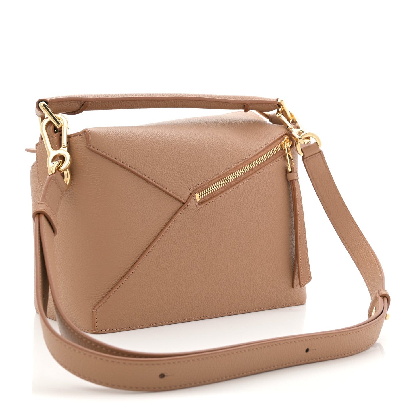 Grained Calfskin Small Puzzle Edge Bag Toffee