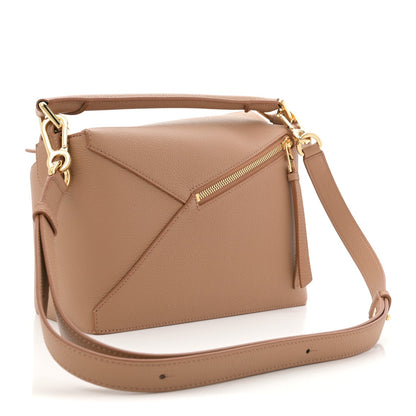 Grained Calfskin Small Puzzle Edge Bag Toffee