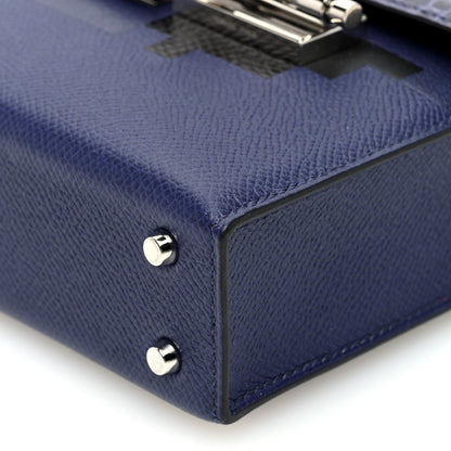 Epsom Shiny Alligator Mini Verrou Chaine Bag Bleu Encre Black