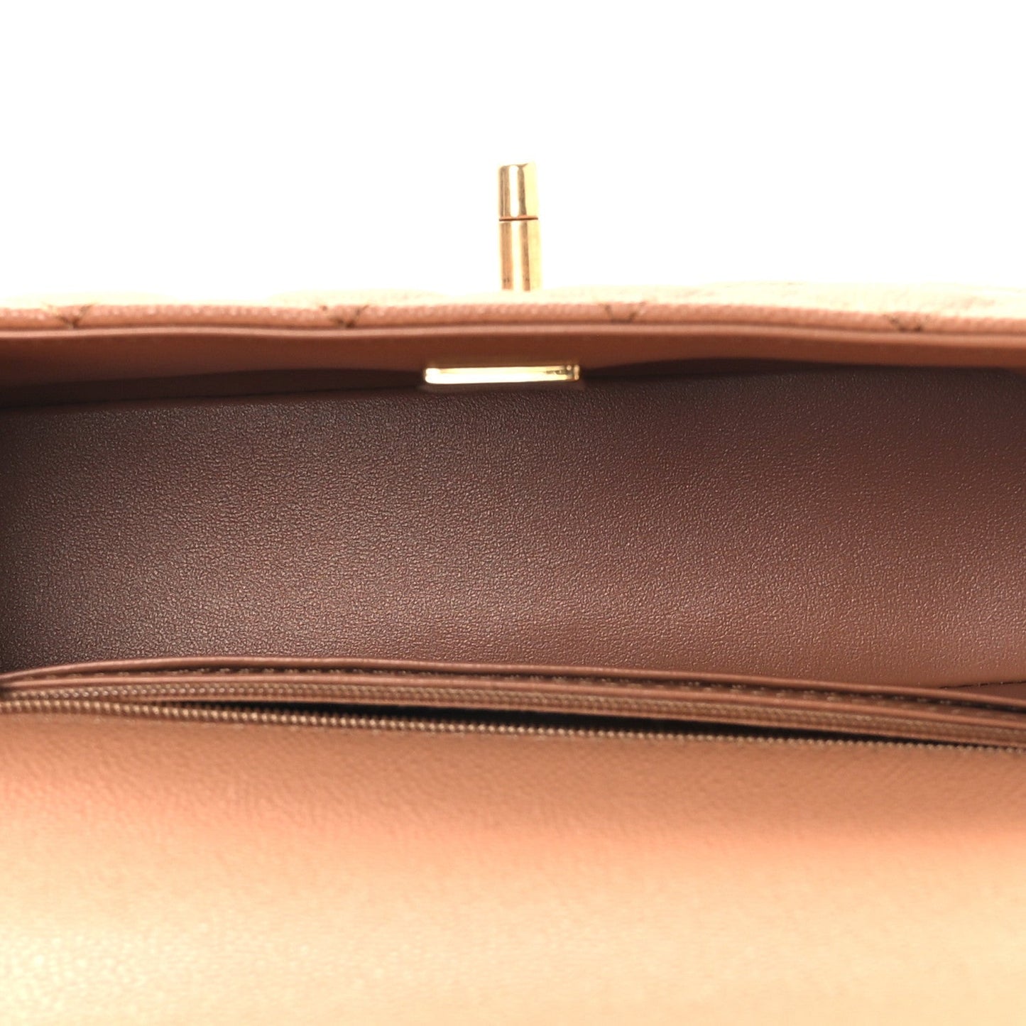 Caviar Quilted Mini Handy CC Flap Camel
