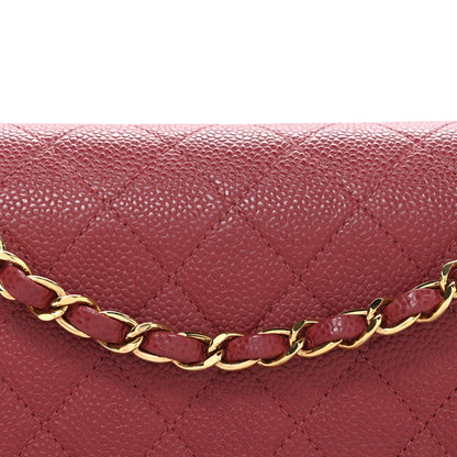 Caviar Quilted Medium Double Flap Dark Pink