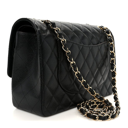 Caviar Quilted Jumbo Double Flap Black