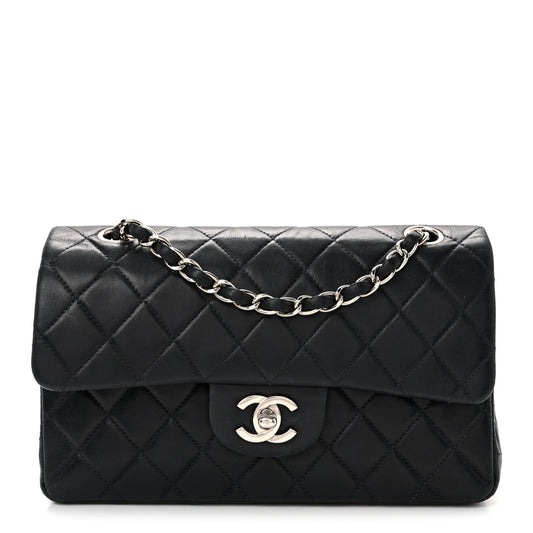 Lambskin Quilted Small Double Flap Navy