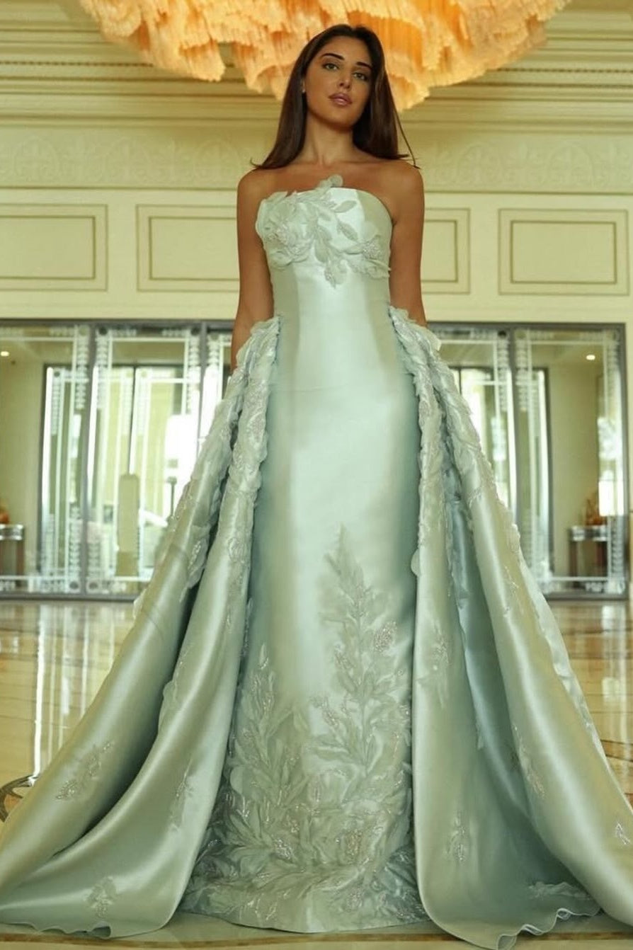 Sleeveless Strapless Beads Embroidery Mermaid Prom Dress