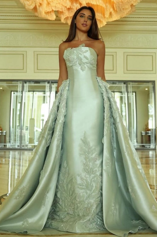 Sleeveless Strapless Beads Embroidery Mermaid Prom Dress