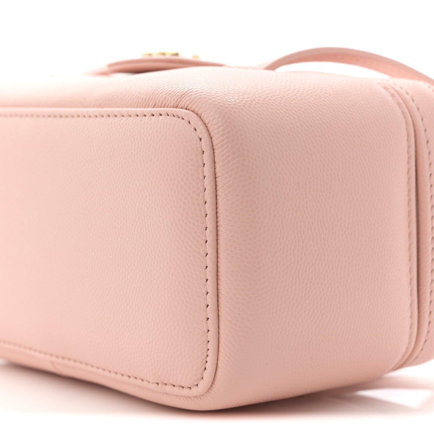 Shiny Caviar Preppy Coco Long Vanity With Strap Light Pink