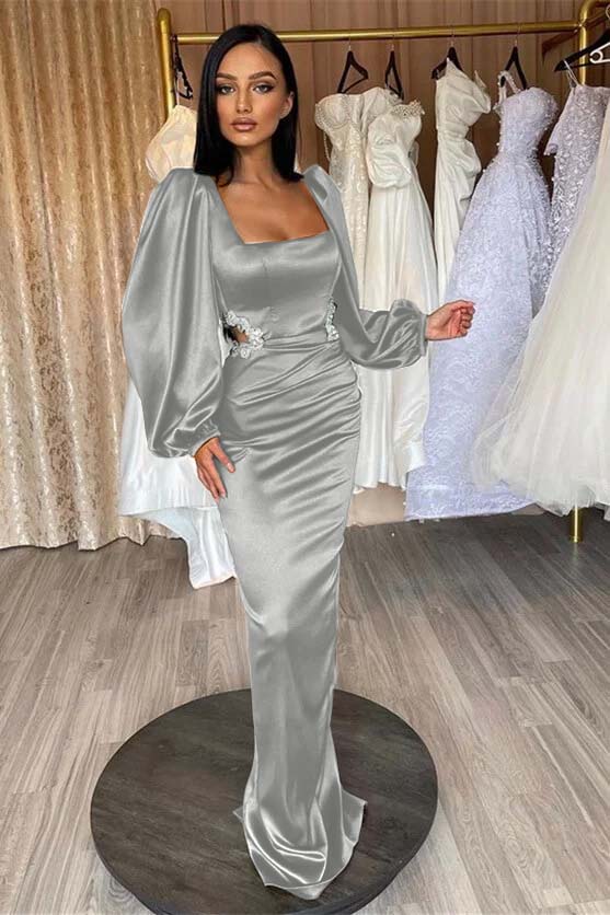 Glamorous Long Puff Sleeves Mermaid Prom Dress With Appliques