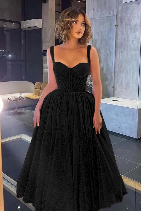 Gorgeous Spaghetti-Strap Sweetheart Sequins Prom Dress With Tulle