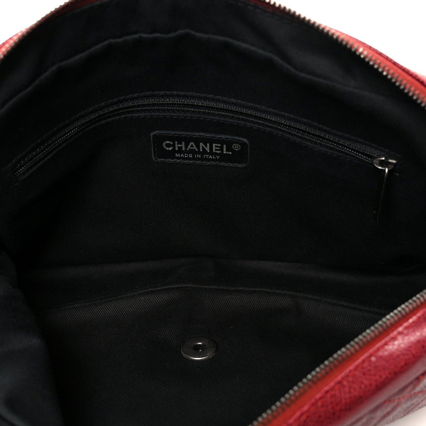 Iridescent Caviar Quilted Large Chic Flap Red