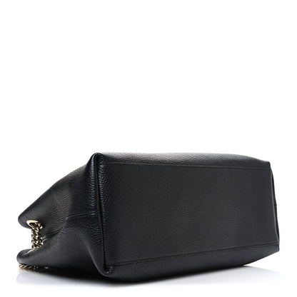 Pebbled Calfskin Medium Soho Chain Shoulder Bag Black