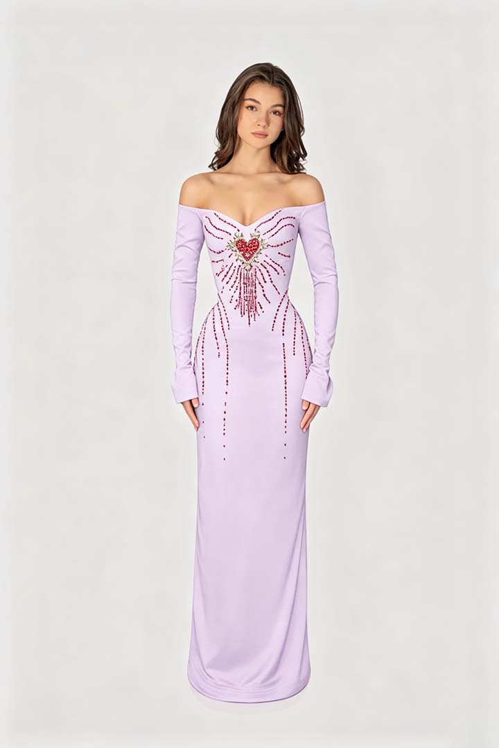 Enchanting Black Velvet Long Sleeves Strapless Evening Dress with Rhinestone
