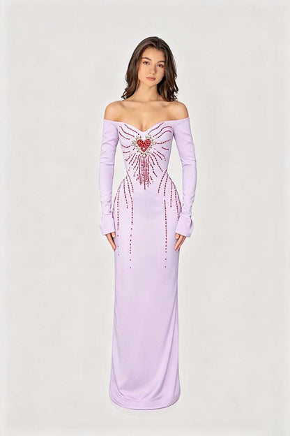 Enchanting Black Velvet Long Sleeves Strapless Evening Dress with Rhinestone