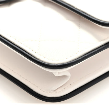 Lambskin Quilted Resin CC Mini Flap Bag White Black