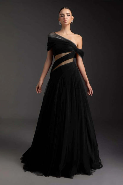 SleevelessOff-Shoulder A-Line Prom Dress