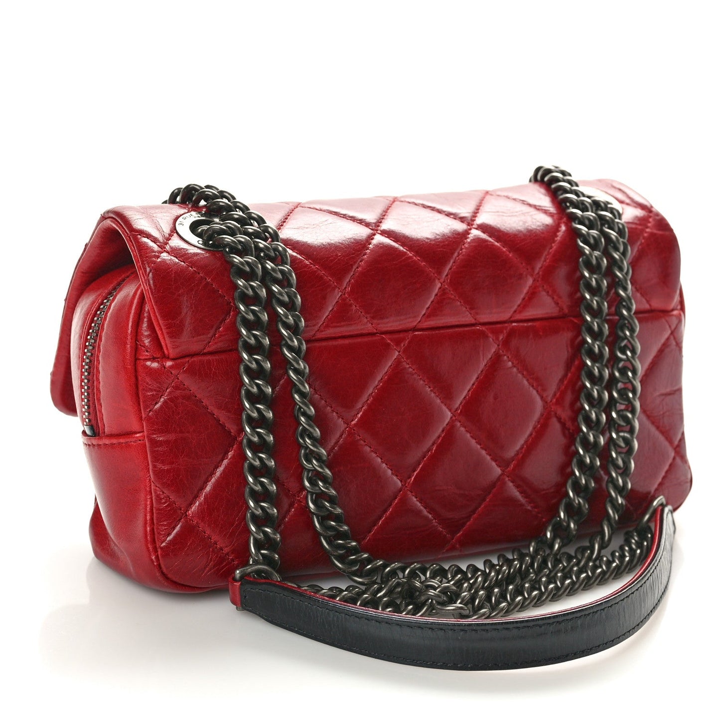 Glazed Calfskin Quilted Small Duo Color Flap Red