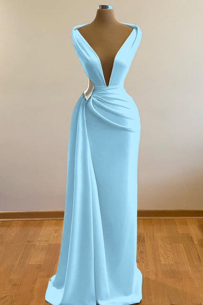 Simple Orange Sleeveless Deep V-Neck Mermaid Prom Dress