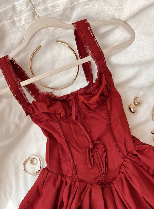 Cute A Line Straps Red Satin Short Homecoming Dress Birthday Dress SH2051