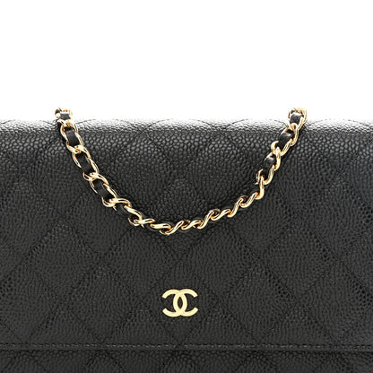 Caviar Quilted Wallet On Chain WOC Black