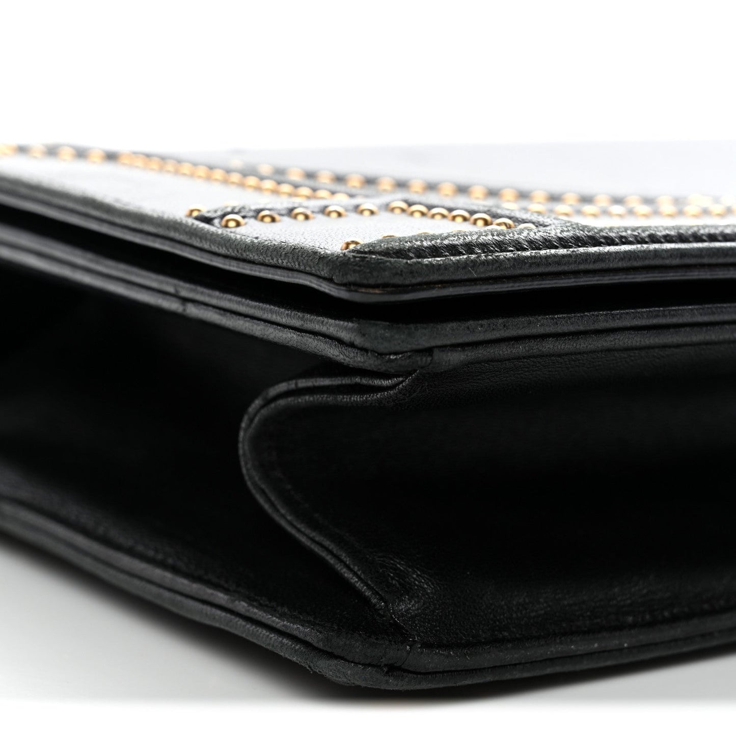Lambskin Studded Medium Diorama Flap Bag Black