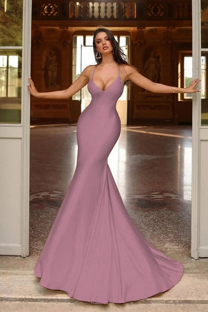 Sexy Yellow Spaghetti-straps Mermaid Long Prom Dress