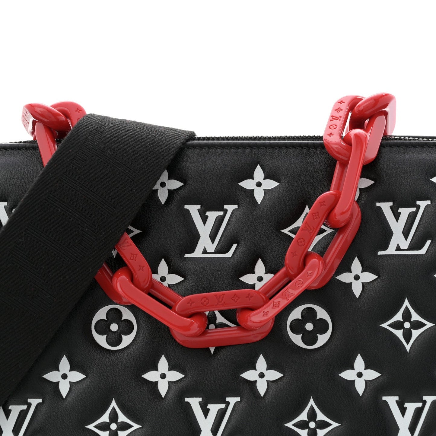 Lambskin Embossed Monogram Coussin PM Black White