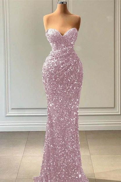 Blue Mermaid Sequins Prom Dress Sweetheart For Party