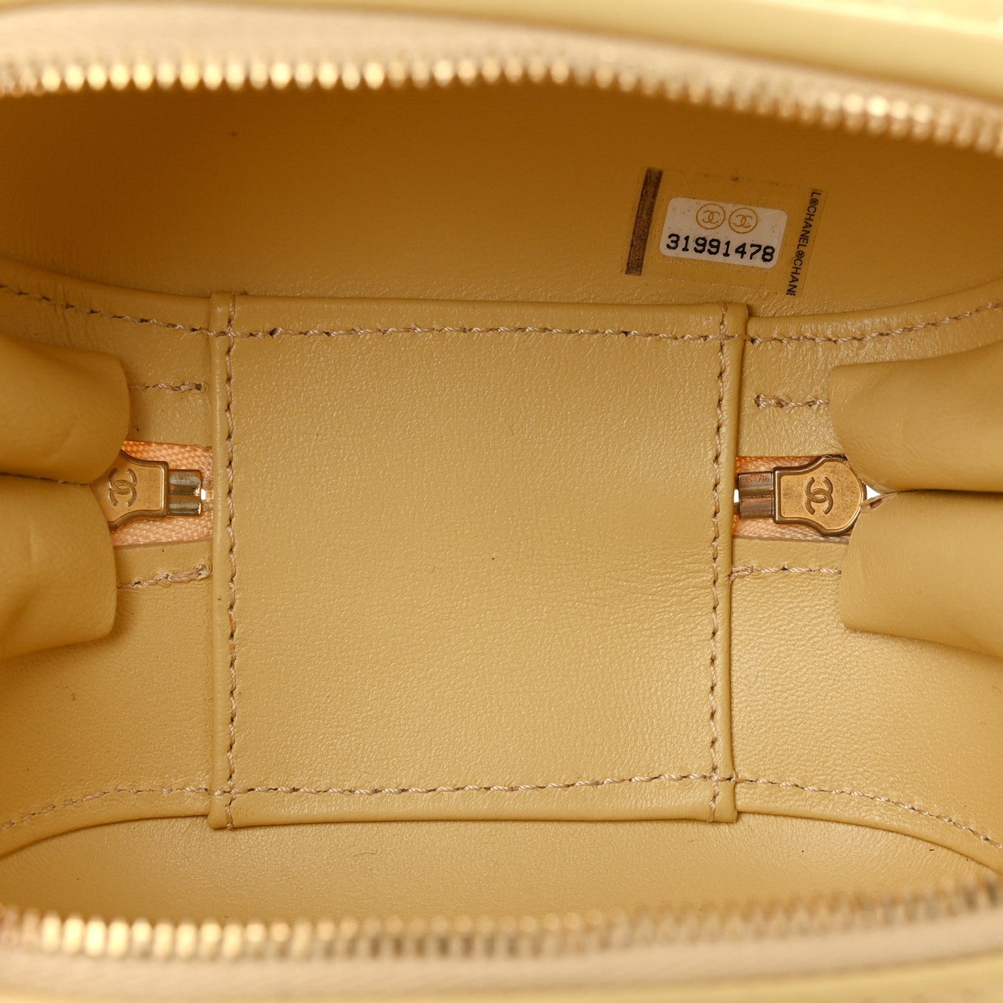 Lambskin Quilted CC Bubble Vanity Case With Chain Light Yellow