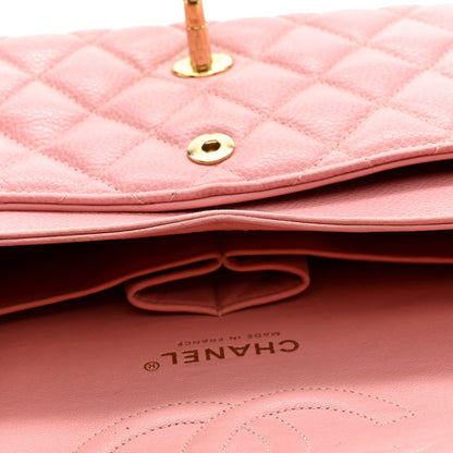 Caviar Quilted Medium Double Flap Pink