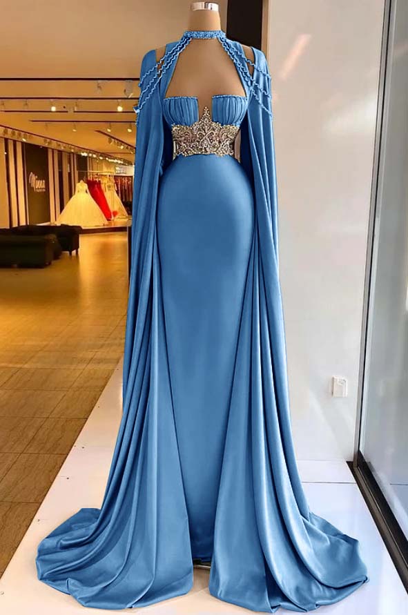 Elegant Straps Square Sage Green Mermaid Evening Dress With Beads