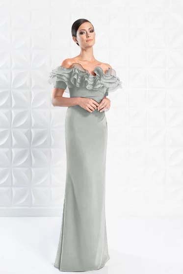 Graceful Off-the-shoulder Blue Slimming Sleeveless Evening Dress