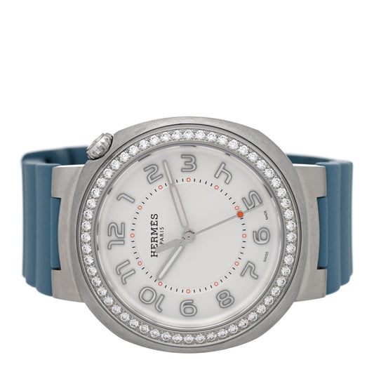 Stainless Steel Rubber Diamond Bezel 36mm Cut Automatic Watch Bleu Brume