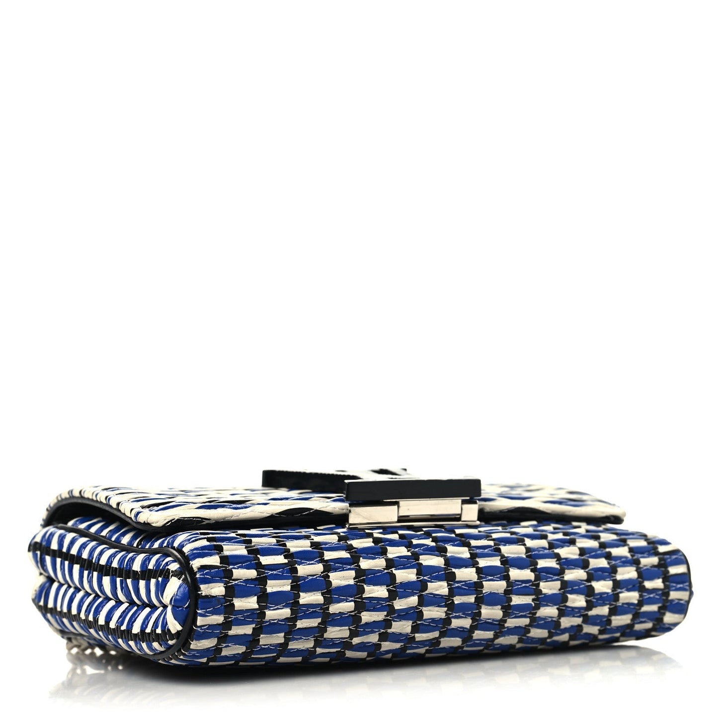 Calfskin Epi Smock Louise MM Chain Clutch Blue White Black
