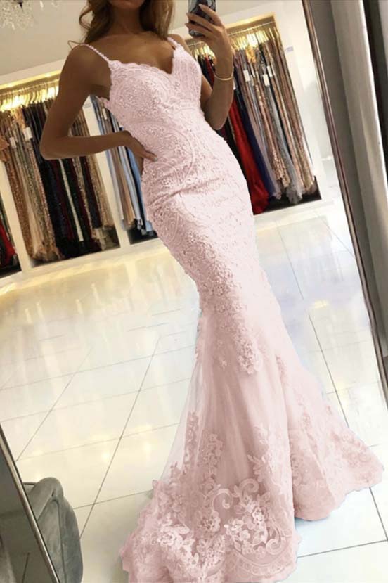Mermaid Sky Blue Spaghetti-Straps Evening Dress
